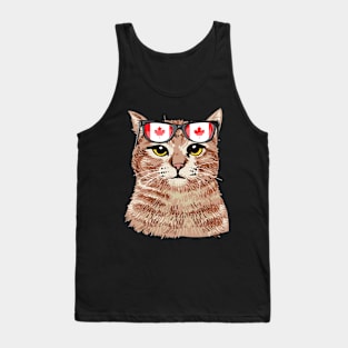 Funny Cat Sunglasses Canadian Flag, Canada Flag Tank Top